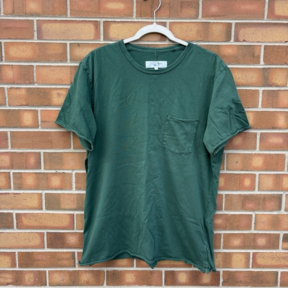 Rag And Bone Size Large Green Organic Cotton Front Pocket Tee Unisex